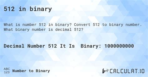 512 In Binary Calculatio