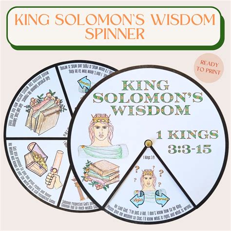 Wisdom Of Solomon Coloring Spinner Wheel Wise King Solomon Craft Sunday