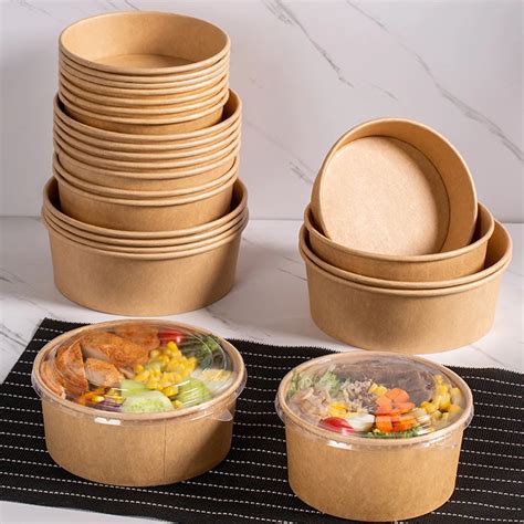 Lunch Box Ml Without Lid Pcs Bols En Papier Kraft Jetables Bols