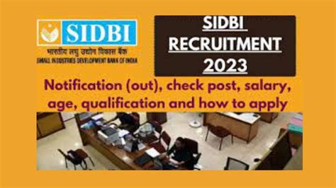 Job Vacancy Open In India Sidbi Recruitment Government Job