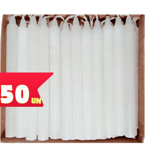 Vela Palito Branca 50 Unidades 14 Cm 100 Parafina Shopee Brasil