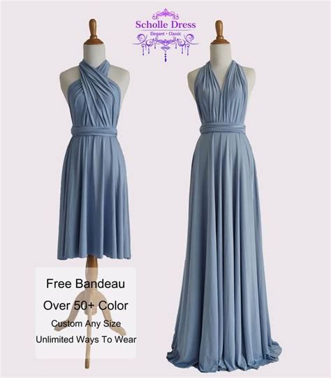 Steel Blue Bridesmaid Dresses Gown Convertible Dress Etsy Steel Blue