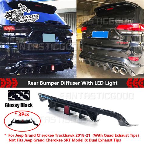 For Jeep Grand Cherokee Trackhawk Gloss Black Rear Bumper