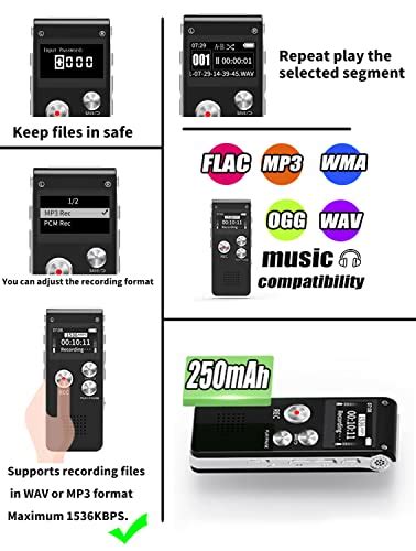 Digital Voice Recorder 16gb Voice Recorder With Playback For Lectures Usb Rechargeable