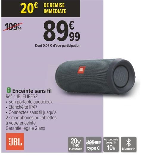 Promo Jbl Enceinte Sans Fil Chez Carrefour