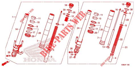 Front Fork For Honda Cb 125 R Abs 2018 Honda Motorcycles And Atvs Genuine Spare Parts Catalog