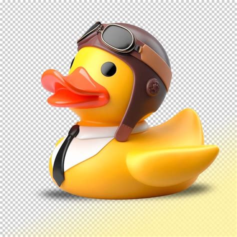 Premium PSD Psd Yellow Rubber Duck Airplane Pilot On A Transparent