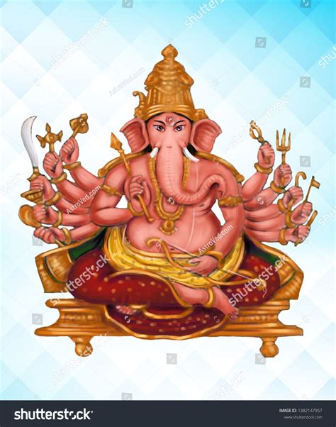sri veera ganapati image warrior god stock illustration
