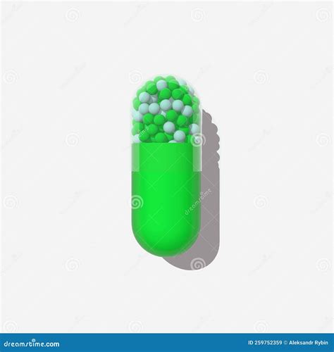 Green Pill 3d Render Isolated On A White Background Stock Illustration