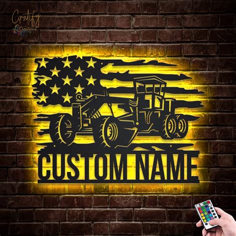 Grader Metal Sign Led Lights Custom Grader Metal Sign Grader Neon