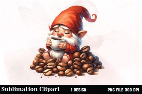 Coffee Gnome Sublimation Clipart Graphic By Vertex · Creative Fabrica