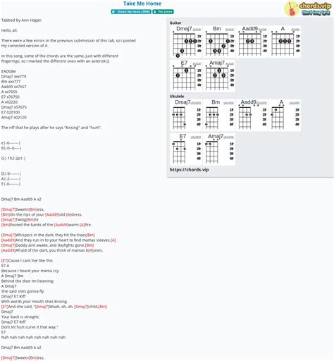 Chord: Take Me Home - tab, song lyric, sheet, guitar, ukulele | chords.vip