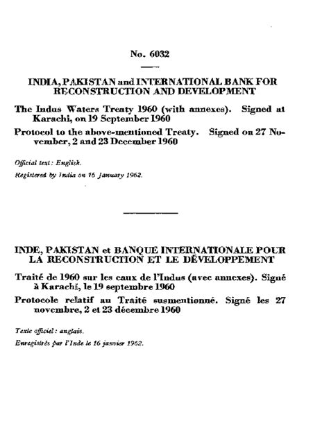 Fillable Online Treaties Un Fact Sheet The Indus Waters Treaty 1960