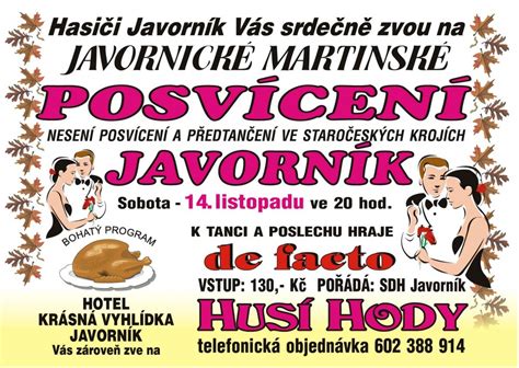 Pozvánka na Martinské posvícení a Husí hody na Javorníku Novinky