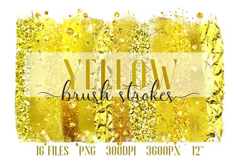 Glitter Brush Strokes Yellow Texture Sublimation PNG