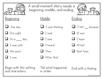 Narrative Writing (Small Moment) Template with Sentence Starters