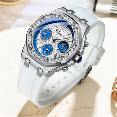 CHENXI Yeni Moda Kad Nlar Zle Rhinestone Vaka Chronograph L Ks Bayanlar