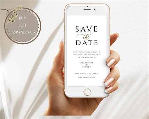 Electronic Save The Date Template Modern Save The Date Etsy