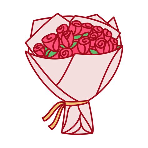 A Bouquet Of Red Roses Bouquet Flower Valentines Day Illustration