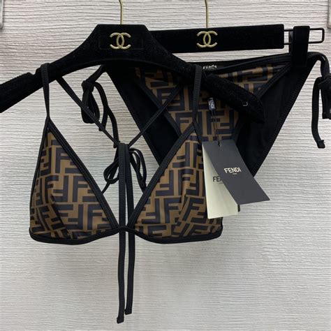Fend I Bikini Doble F Letra Imprimir Sexy Bikini Traje De Baño Se Puede Usar En El Baño Shopee