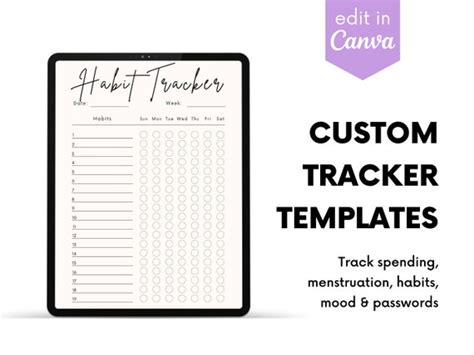 Editable Tracker Templates Canva Templates Printable Etsy