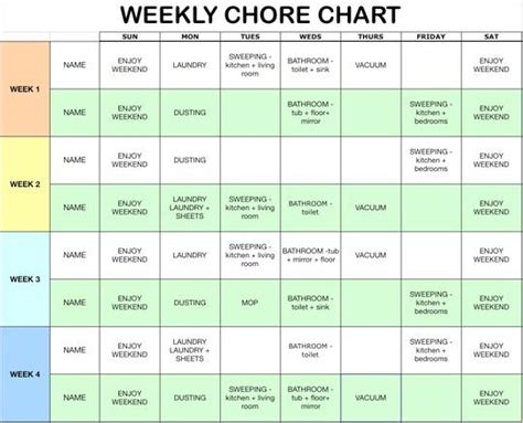 Home Chores Schedule Template - Best Template Ideas