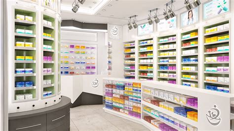 Modern pharmacy store design customized display cabinet