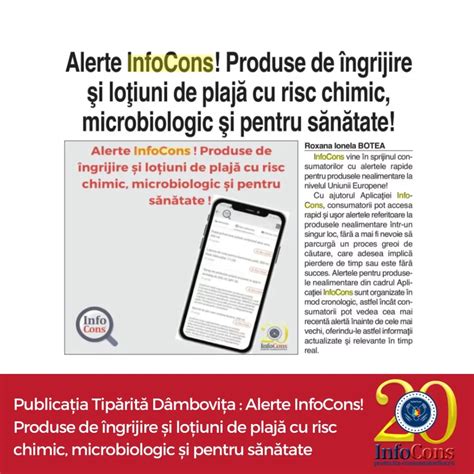 Publicația Tipărită Dâmbovița Alerte InfoCons Produse de îngrijire