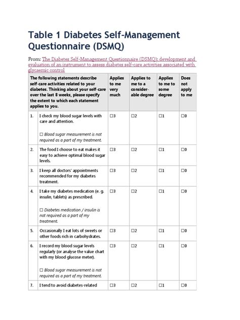 Assessing Diabetes Self Care Activities Through The Diabetes Self Management Questionnaire Pdf