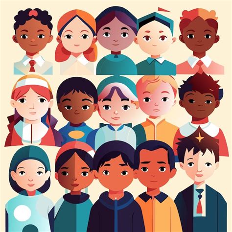 Premium Vector | Digital art multicultural children a rainbow of ...