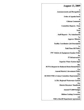 Fillable Online Bcmud Order Of Agenda Items Bcmud Fax Email Print