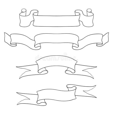 Rolos Da Fita Ícones Do Esboço De Bandeiras Da Fita Ilustração do Vetor