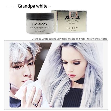 Disposable Grandpa White Hair Color Hair Dye Cream Washable Wax Mud Product 120ml Fashion