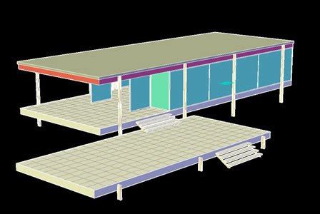 Farnsworth House By Mies Van Der Rohe 1951 3D DWG Model For AutoCAD