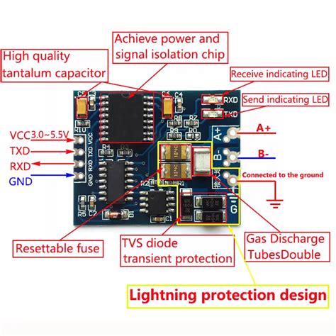 산업용 RS485-UART 변환 모듈 -절연됨 (RS485-UART Converter with Isolation)
