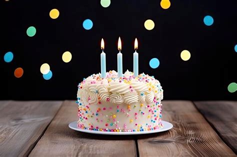 Premium Photo Colourful Birthday Cake With Candles AI Generated