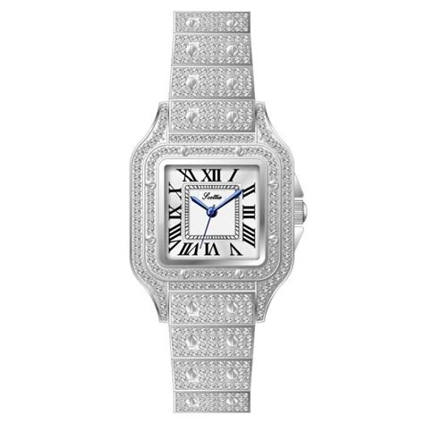 SHARPHY Montre femme de luxe diamant cadran carré bracelet en acier