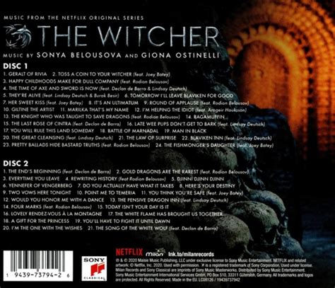 The Witcher Music From The Netflix Original Series CD Opus3a