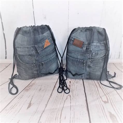 Turnbeutel Sportbeutel Rucksack Jeanstasche Jeans Upcycling Jeans