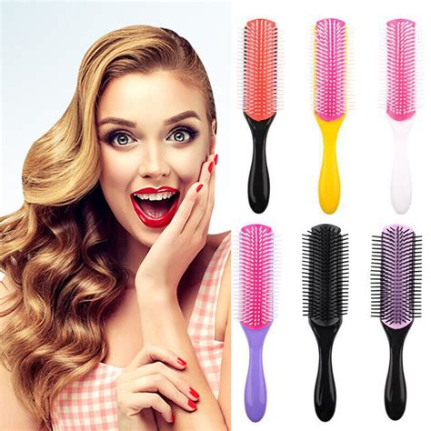 9 Rows Styling Hair Brush Straight Curly Hair Detangling Comb Salon