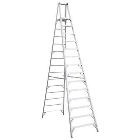 Werner 14 ft. Aluminum Platform Step Ladder (20 ft. Reach Height) with ...