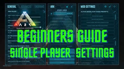 Ark Beginners Guide Single Player Settings Ep1 Youtube