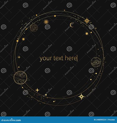 Round Frame With Stars And Planets Vector Illustration Stock Vector