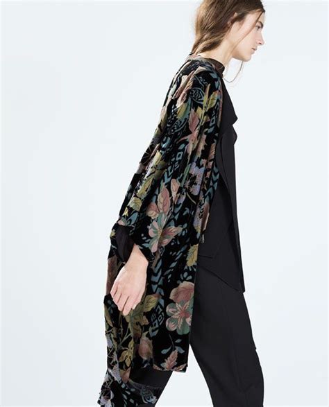 ZARA WOMAN LONG VELVET KIMONO Winter2014 Outerwear Women Kimono