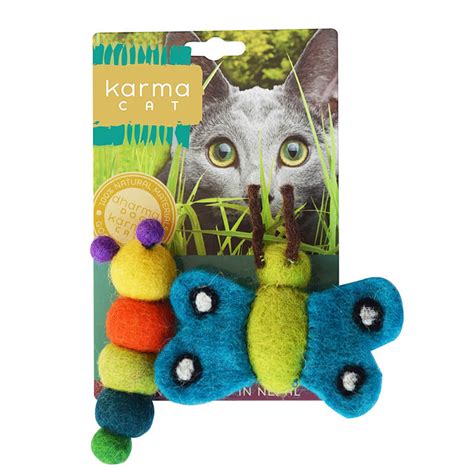 Karma Cat Caterpillar And Butterfly Wool Cat Toy 2 Pack