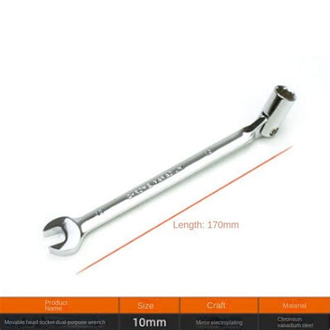 Silver Multi Function Rotary Wrench Alloy Steel Open End Wrench Worker