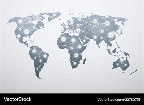 World map with global connections Royalty Free Vector Image