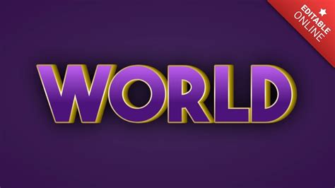 World 3D In Viola Oro Generatore Di Effetti Di Testo