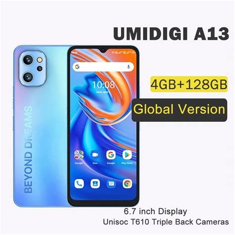 UMIDIGI A13 스마트폰 글로벌 버전 4GB RAM 128GB ROM 6 7 인치 HD 안드로이드 11