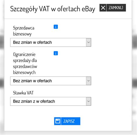 Jak masowo zmienić stawki Vat w ofertach eBay Zarządzanie sprzedażą